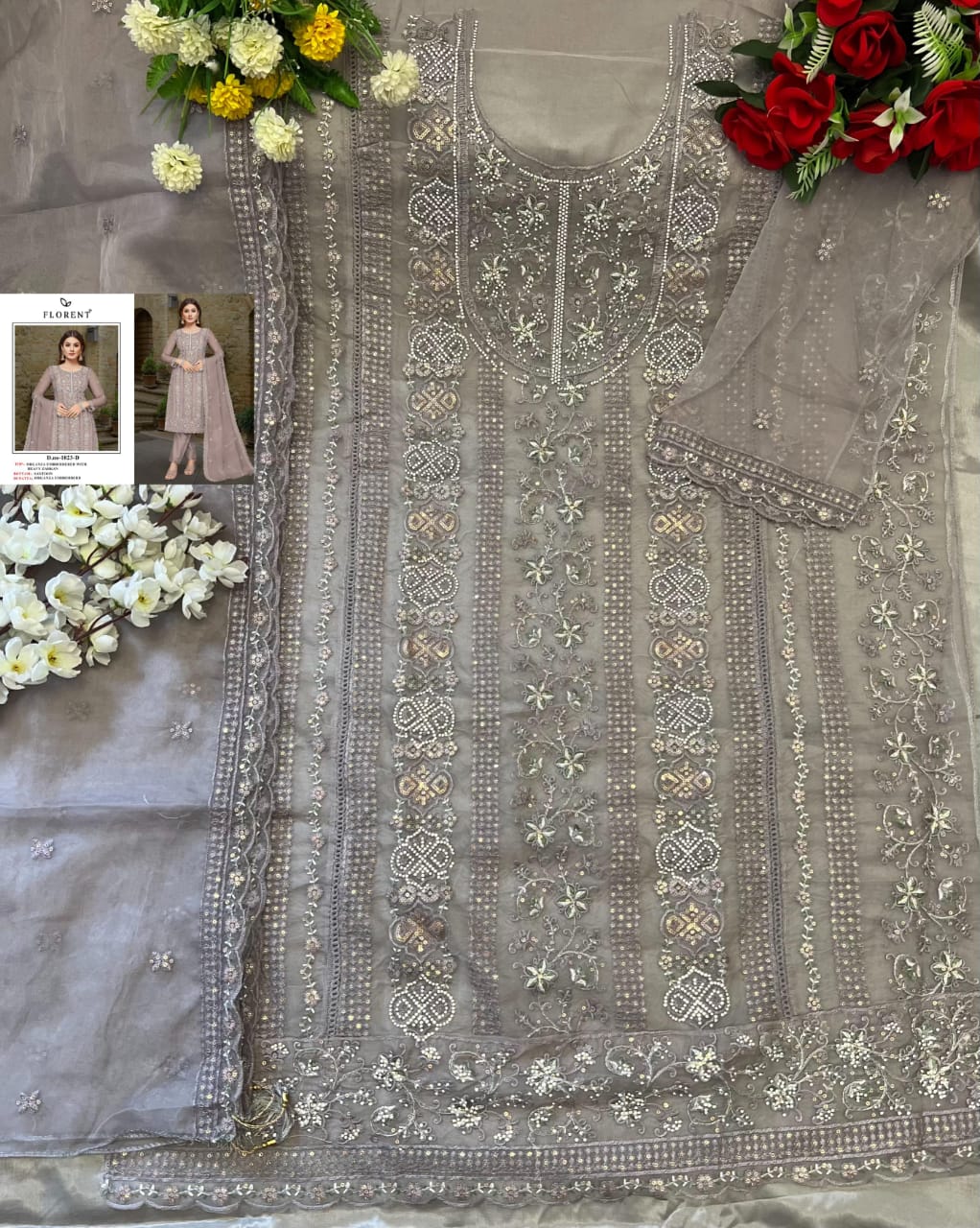 Florent 1023 A To D Organza Pakistani Salwar Kameez Suppliers In India